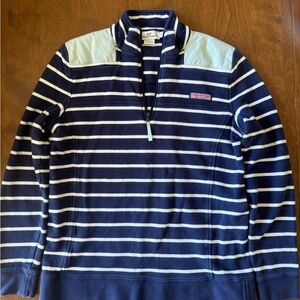 Vineyard Vines Navy & Light Blue Striped Quarter-Zip Pullover
